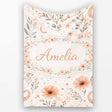 Cute Octopus Floral Seamless Pattern Charming  Decor Lovely  Personalised Custom Name Super Soft Fleece Blanket Bed Sofa Throw