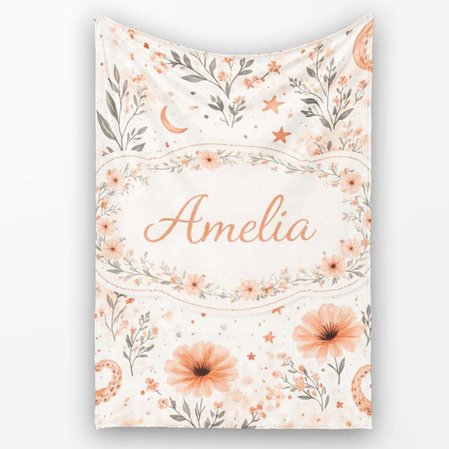 Cute Octopus Floral Seamless Pattern Charming  Decor Lovely  Personalised Custom Name Super Soft Fleece Blanket Bed Sofa Throw