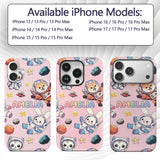 Space Animals Astronaut Dog Bunny Printed Design Custom Name Protective Phone Case Mobile Cover Durable Everyday Smartphone Shock Resistant