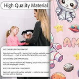 Space Animals Astronaut Dog Bunny UFO Stars Seamless Blush Pink  Personalised Custom Name Super Soft Fleece Blanket Bed Sofa Throw