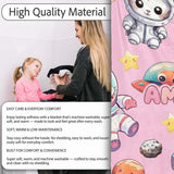 Space Animals Astronaut Dog Bunny UFO Stars Seamless Soft Pink  Personalised Custom Name Super Soft Fleece Blanket Bed Sofa Throw