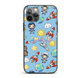 Cute Cartoon Space Rockets Sun Earth Clouds Stars Custom Name Protective Phone Case Mobile Cover Durable Everyday Smartphone Shock Resistant