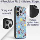 Cute Cartoon Space Rockets Sun Earth Clouds Stars Custom Name Protective Phone Case Mobile Cover Durable Everyday Smartphone Shock Resistant
