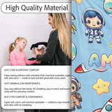 Cute Cartoon Space Rockets Sun Earth Clouds Stars Seamless Blue  Personalised Custom Name Super Soft Fleece Blanket Bed Sofa Throw