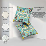 Custom Name Cartoon Space Rockets Sun Earth Clouds Seamless Mint Square Filled Cushion Throw Pillow Sofa Bed Home Decor Zip Washable UK Made