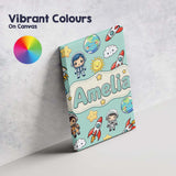 Personalised Name Cute Cartoon Space Custom Premium Decorative Design Modern Room Accent Canvas Wall Art Print Decor Picture Ready to Hang