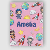 Personalised Name Cartoon Space Rockets Sun Custom  Bespoke Interior Contemporary Canvas Wall Art Print Decor Picture Ready to Hang
