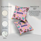 Custom Name Cartoon Space Rockets Sun Earth Clouds Seamless Soft Square Filled Cushion Throw Pillow Sofa Bed Home Decor Zip Washable UK Made