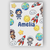 Personalised Name Cute Cartoon Space Rocket Custom  Bespoke Interior Contemporary Canvas Wall Art Print Decor Picture Ready to Hang