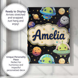 Personalised Name Space Astronaut Alien UFO Custom  Bespoke Interior Contemporary Canvas Wall Art Print Decor Picture Ready to Hang