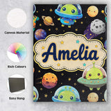 Personalised Name Space Astronaut Alien UFO Custom  Bespoke Interior Contemporary Canvas Wall Art Print Decor Picture Ready to Hang