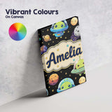 Personalised Name Space Astronaut Alien UFO Custom  Bespoke Interior Contemporary Canvas Wall Art Print Decor Picture Ready to Hang