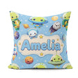 Custom Name Space Astronaut Alien UFO Planets Meteors Stars Blue Square Filled Cushion Throw Pillow Sofa Bed Home Decor Zip Washable UK Made