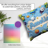 Custom Name Space Astronaut Alien UFO Planets Meteors Stars Blue Square Filled Cushion Throw Pillow Sofa Bed Home Decor Zip Washable UK Made