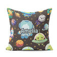 Custom Name Space Astronaut Alien UFO Meteor Stars Seamless Dark Square Filled Cushion Throw Pillow Sofa Bed Home Decor Zip Washable UK Made