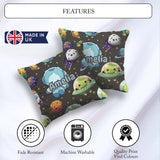 Custom Name Space Astronaut Alien UFO Meteor Stars Seamless Dark Square Filled Cushion Throw Pillow Sofa Bed Home Decor Zip Washable UK Made