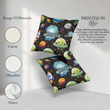 Custom Name Space Astronaut Alien UFO Meteor Stars Seamless Dark Square Filled Cushion Throw Pillow Sofa Bed Home Decor Zip Washable UK Made
