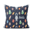 Custom Name Space Astronaut Alien UFO Planets Meteors Stars Navy Square Filled Cushion Throw Pillow Sofa Bed Home Decor Zip Washable UK Made