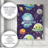Personalised Name Space Astronaut Alien UFO Custom  Bespoke Interior Contemporary Canvas Wall Art Print Decor Picture Ready to Hang