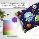 Custom Name Space Astronaut Alien Planets Meteors Stars Seamless Square Filled Cushion Throw Pillow Sofa Bed Home Decor Zip Washable UK Made