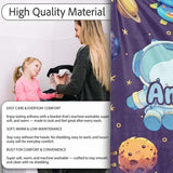 Space Astronaut Alien UFO Planets Meteors Stars Seamless Purple  Personalised Custom Name Super Soft Fleece Blanket Bed Sofa Throw