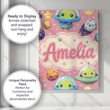 Personalised Name Space Astronaut Alien UFO Custom  Bespoke Interior Contemporary Canvas Wall Art Print Decor Picture Ready to Hang