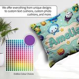 Custom Name Space Astronaut Alien UFO Planets Meteors Stars Mint Square Filled Cushion Throw Pillow Sofa Bed Home Decor Zip Washable UK Made