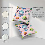 Custom Name Space Astronaut Alien UFO Planets Meteors Stars Soft Square Filled Cushion Throw Pillow Sofa Bed Home Decor Zip Washable UK Made