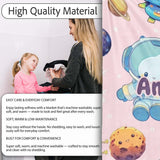 Space Astronaut Alien UFO Planets Meteors Stars Seamless Soft Pink  Personalised Custom Name Super Soft Fleece Blanket Bed Sofa Throw