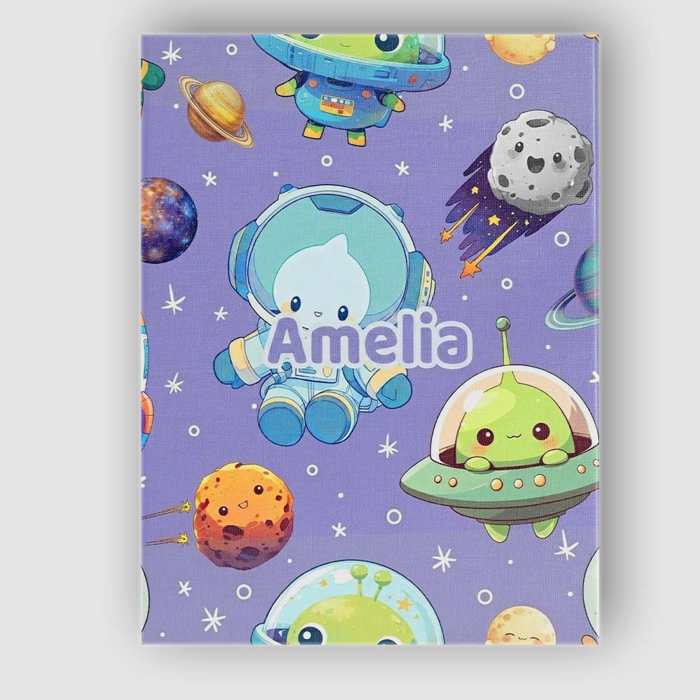 Personalised Name Space Astronaut Alien UFO Custom  Bespoke Interior Contemporary Canvas Wall Art Print Decor Picture Ready to Hang