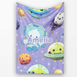 Space Astronaut Alien UFO Planets Meteors Stars Seamless Purple  Personalised Custom Name Super Soft Fleece Blanket Bed Sofa Throw