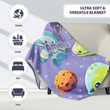 Space Astronaut Alien UFO Planets Meteors Stars Seamless Purple  Personalised Custom Name Super Soft Fleece Blanket Bed Sofa Throw