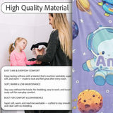 Space Astronaut Alien UFO Planets Meteors Stars Seamless Purple  Personalised Custom Name Super Soft Fleece Blanket Bed Sofa Throw