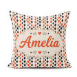 Custom Name Diamond Seamless Pattern in Navy Orange Beige Lovely Square Filled Cushion Throw Pillow Sofa Bed Home Decor Zip Washable UK Made