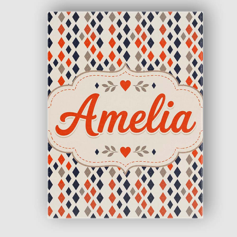 Personalised Name Diamond Geometric Seamless Custom Bespoke  Contemporary Display Canvas Wall Art Print Decor Picture Ready to Hang