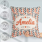 Custom Name Diamond Seamless Pattern in Navy Orange Beige Lovely Square Filled Cushion Throw Pillow Sofa Bed Home Decor Zip Washable UK Made