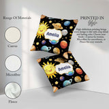 Custom Name Solar System Sun Earth Saturn Planets Stars Seamless Square Filled Cushion Throw Pillow Sofa Bed Home Decor Zip Washable UK Made