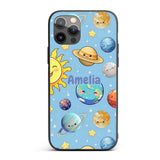 Solar System Sun Earth Saturn Printed Design Custom Name Protective Phone Case Mobile Cover Durable Everyday Smartphone Shock Resistant