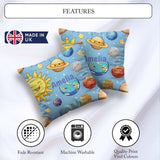 Custom Name Solar System Sun Earth Saturn Planets Stars Seamless Square Filled Cushion Throw Pillow Sofa Bed Home Decor Zip Washable UK Made