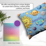 Custom Name Solar System Sun Earth Saturn Planets Stars Seamless Square Filled Cushion Throw Pillow Sofa Bed Home Decor Zip Washable UK Made