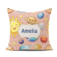 Custom Name Solar System Sun Earth Saturn Planets Stars Seamless Square Filled Cushion Throw Pillow Sofa Bed Home Decor Zip Washable UK Made
