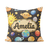 Custom Name Solar System Sun Earth Saturn Planets Stars Seamless Square Filled Cushion Throw Pillow Sofa Bed Home Decor Zip Washable UK Made