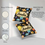Custom Name Solar System Sun Earth Saturn Planets Stars Seamless Square Filled Cushion Throw Pillow Sofa Bed Home Decor Zip Washable UK Made