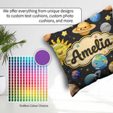 Custom Name Solar System Sun Earth Saturn Planets Stars Seamless Square Filled Cushion Throw Pillow Sofa Bed Home Decor Zip Washable UK Made