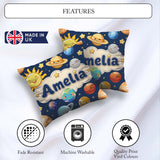 Custom Name Solar System Sun Earth Saturn Planets Stars Seamless Square Filled Cushion Throw Pillow Sofa Bed Home Decor Zip Washable UK Made