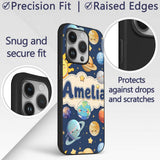 Solar System Sun Earth Saturn Printed Design Custom Name Protective Phone Case Mobile Cover Durable Everyday Smartphone Shock Resistant