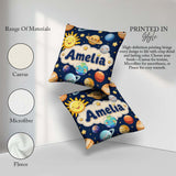 Custom Name Solar System Sun Earth Saturn Planets Stars Seamless Square Filled Cushion Throw Pillow Sofa Bed Home Decor Zip Washable UK Made