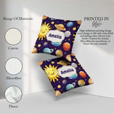 Custom Name Solar System Sun Earth Saturn Planets Stars Seamless Square Filled Cushion Throw Pillow Sofa Bed Home Decor Zip Washable UK Made