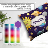 Custom Name Solar System Sun Earth Saturn Planets Stars Seamless Square Filled Cushion Throw Pillow Sofa Bed Home Decor Zip Washable UK Made