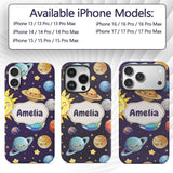 Solar System Sun Earth Saturn Printed Design Custom Name Protective Phone Case Mobile Cover Durable Everyday Smartphone Shock Resistant